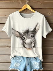 Drôle mignon âne Imprimer Casual Tee des femmes