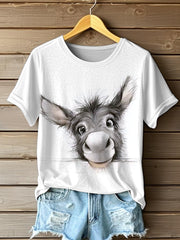 Drôle mignon âne Imprimer Casual Tee des femmes
