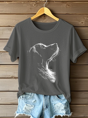 T-shirt décontracté imprimé Golden Retriever pour femme