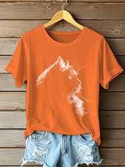 T-shirt décontracté à imprimé chat mignon pour femmes