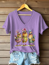 T-shirt décontracté à imprimé poulet mignon pour femmes