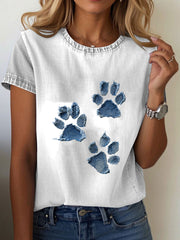 T-shirt Denim Paw Femme