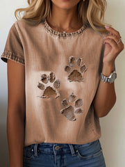 T-shirt Denim Paw Femme