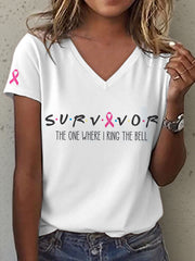 T-shirt à col en V Survivor The One When I Ring The Bell pour femme