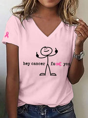 T-shirt Hey Cancer Print Femme