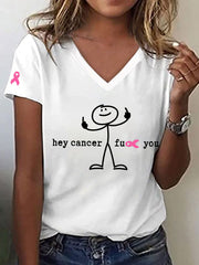 T-shirt Hey Cancer Print Femme