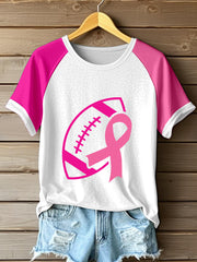 Ruban rose femme & Football Imprimer Cancer du sein T-shirt de sensibilisation