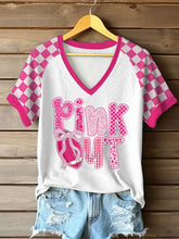 T-shirt imprimé rose pour femmes sensibilisation au cancer du sein