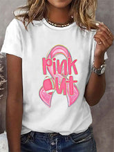 T-shirt imprimé rose pour femmes sensibilisation au cancer du sein