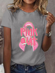 T-shirt imprimé rose pour femmes sensibilisation au cancer du sein