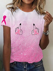 Sensibilisation au cancer du sein des femmes Hey Cancer Je n'ai pas assez de doigts du milieu pour vous T-shirt à manches courtes