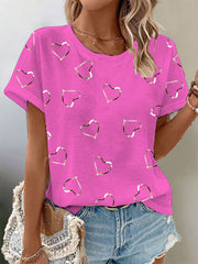 T-shirt imprimé gaufré de sensibilisation au cancer du sein pour femmes