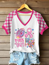 T-shirt imprimé rose pour femmes sensibilisation au cancer du sein