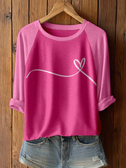 Femmes Cancer du sein inspiré coeur Art impression contraste couleur T-Shirt