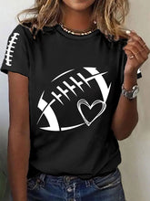 Femmes Football Lover Football Coeur O-cou T-shirt à manches courtes