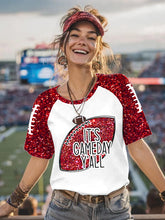 T-shirt décontracté pour femme It's Gameday Y'all Glitter Print Football Fans