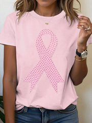 T-shirt à ruban rose pour femmes, sensibilisation au cancer du sein