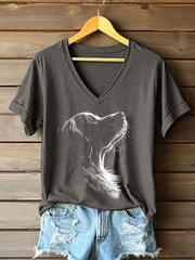 T-shirt décontracté imprimé Golden Retriever pour femme