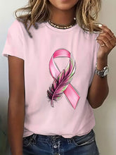 T-shirt à imprimé ruban rose pour femmes, sensibilisation au cancer du sein