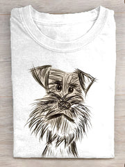 Vintage Dog Art Imprimer T-shirt à manches courtes des femmes