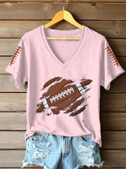 Femmes Football Lover Football Imprimé T-shirt à manches courtes