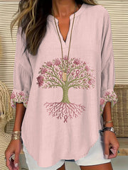 Cancer du sein des femmes Le ruban rose est l'arbre de la santé Imprimer T-shirt