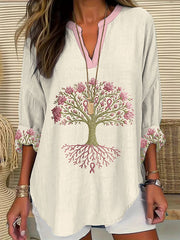 Cancer du sein des femmes Le ruban rose est l'arbre de la santé Imprimer T-shirt