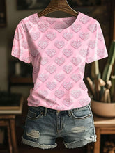 T-shirt à imprimé sensibilisation au cancer du sein pour femmes