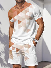 Ensemble de deux pièces à imprimé géométrique pour hommes