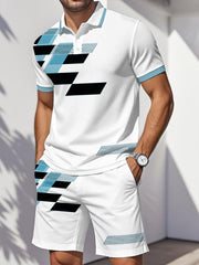 Ensemble deux pièces décontracté à imprimé géométrique pour hommes