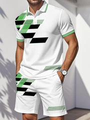 Ensemble deux pièces décontracté à imprimé géométrique pour hommes