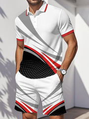 Ensemble décontracté à imprimé géométrique Art pour hommes, deux pièces