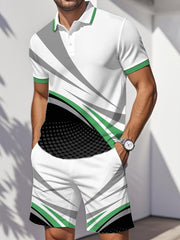 Ensemble décontracté à imprimé géométrique Art pour hommes, deux pièces