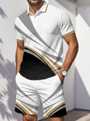 Ensemble décontracté à imprimé géométrique Art pour hommes, deux pièces