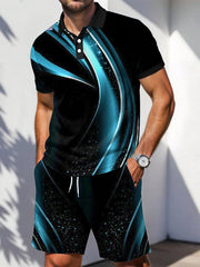 Ensemble de deux pièces à imprimé géométrique pour hommes