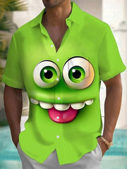 Chemise Funny Big Eyes Expression Print Homme