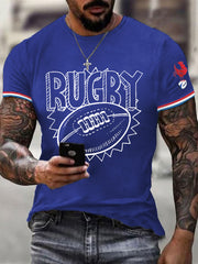 T-shirt décontracté à imprimé rugby pour hommes