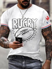 T-shirt décontracté à imprimé rugby pour hommes