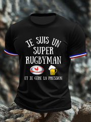 T-shirt à manches courtes Je Suis Un Super Rugbyman pour homme