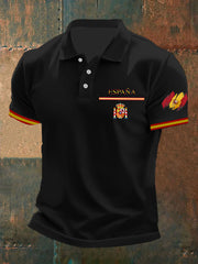 Haut à manches courtes imprimé drapeau de l'Espagne pour hommes