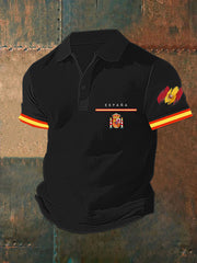 Haut à manches courtes imprimé drapeau de l'Espagne pour hommes