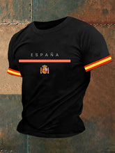 Haut à manches courtes imprimé drapeau de l'Espagne pour hommes