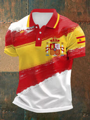 Haut décontracté à imprimé drapeau espagnol pour hommes