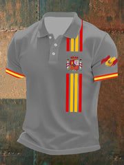 Haut à manches courtes imprimé drapeau de l'Espagne pour hommes