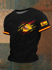 T-shirt brodé drapeau espagnol pour homme