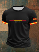 Haut à manches courtes imprimé drapeau de l'Espagne pour hommes