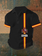 Haut à manches courtes imprimé drapeau de l'Espagne pour hommes