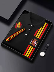 Haut à manches courtes imprimé drapeau de l'Espagne pour hommes