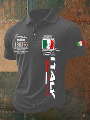 Polo décontracté imprimé drapeau italien pour hommes