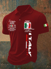 Polo décontracté imprimé drapeau italien pour hommes